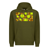 Army Green tennis ball with sunflower and racket  licence plato Premium Hoodie - BarkalooDesign