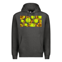Charcoal Heather tennis ball with sunflower and racket  licence plato Premium Hoodie - BarkalooDesign
