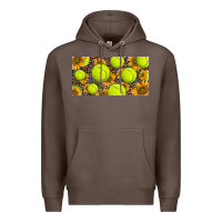 Coffee tennis ball with sunflower and racket  licence plato Premium Hoodie - BarkalooDesign