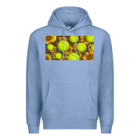 Colony Blue tennis ball with sunflower and racket  licence plato Premium Hoodie - BarkalooDesign