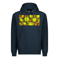Navy tennis ball with sunflower and racket  licence plato Premium Hoodie - BarkalooDesign