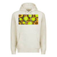 Oatmeal Heather tennis ball with sunflower and racket  licence plato Premium Hoodie - BarkalooDesign