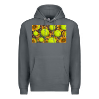 Rock tennis ball with sunflower and racket  licence plato Premium Hoodie - BarkalooDesign
