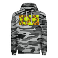 Slate Camo tennis ball with sunflower and racket  licence plato Premium Hoodie - BarkalooDesign
