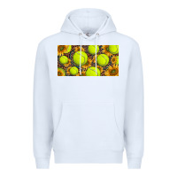 White tennis ball with sunflower and racket  licence plato Premium Hoodie - BarkalooDesign