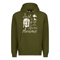 Army Green just a girl who loves anime Premium Hoodie - DesigneFamous