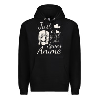 Black just a girl who loves anime Premium Hoodie - DesigneFamous
