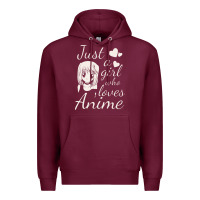 Burgundy just a girl who loves anime Premium Hoodie - DesigneFamous