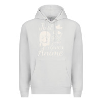 Dove Grey just a girl who loves anime Premium Hoodie - DesigneFamous