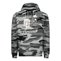 Slate Camo just a girl who loves anime Premium Hoodie - DesigneFamous