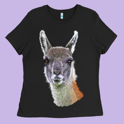 Guanaco Llama Head Ladies Tee Designed By Lillyallendesigns