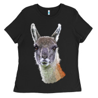 Black Guanaco Llama Head Ladies Tee - LillyAllenDesigns
