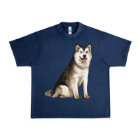 Navy Alaskan Malamute Dog Urban Heavy Tee - LillyAllenDesigns
