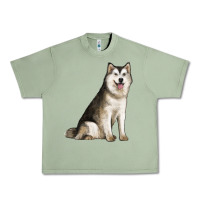 Oil Green Alaskan Malamute Dog Urban Heavy Tee - LillyAllenDesigns