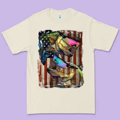 American Flag With Bass Fish Premium Tee Designed By Lillyallendesigns