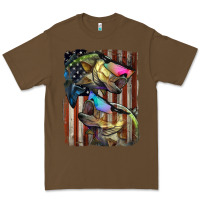 Cacao American Flag With Bass Fish Premium Tee - LillyAllenDesigns