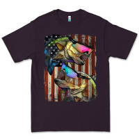 Plum American Flag With Bass Fish Premium Tee - LillyAllenDesigns