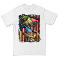 White American Flag With Bass Fish Premium Tee - LillyAllenDesigns