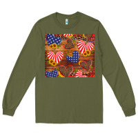 Army Green america heart Long Sleeve Tee - Artiststas