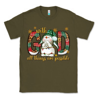 Army Green with god all things are possible with snowman bbs Classic Tee - BundleAndBundleShop
