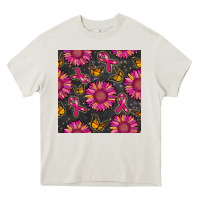 Cream breast cancer sunflower seamless pattern Heavy Core Tee - BundleAndBundleShop
