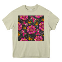 Mossy breast cancer sunflower seamless pattern Heavy Core Tee - BundleAndBundleShop