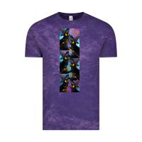 Cloud Purple Black Cat Halloween Vintage Tee - LillyAllenDesigns