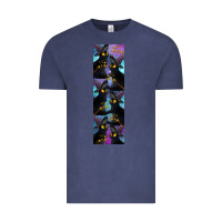 Vintage Denim Black Cat Halloween Vintage Tee - LillyAllenDesigns