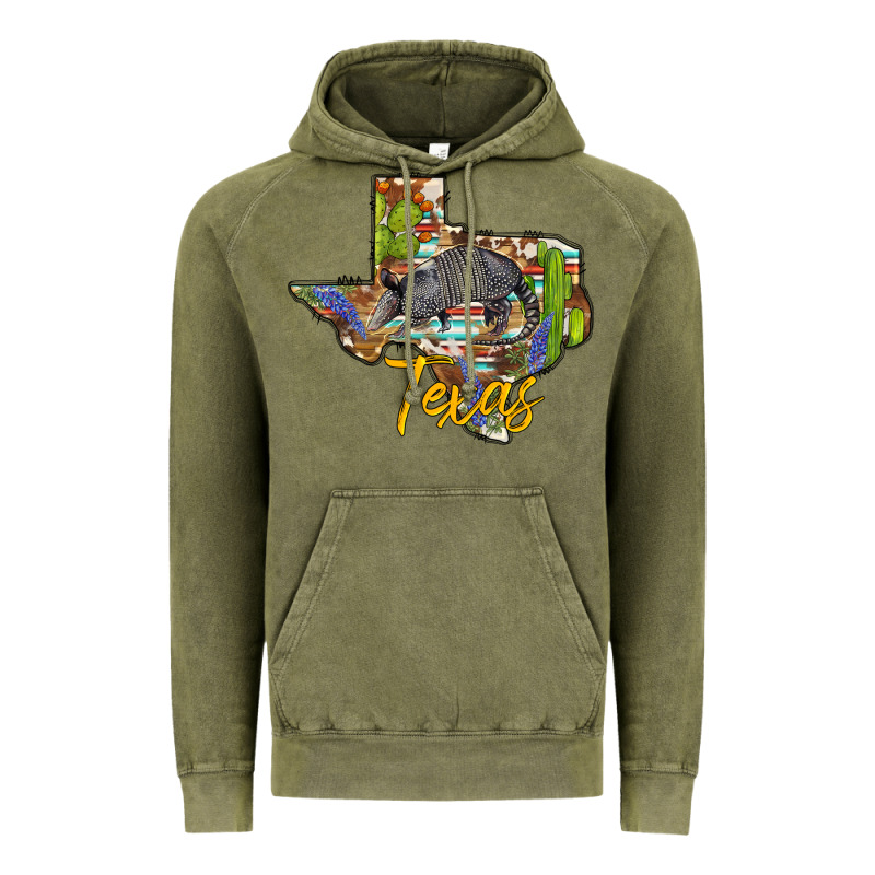 Texas Map Armadillo Vintage Hoodie by BarkalooDesign | Teevron