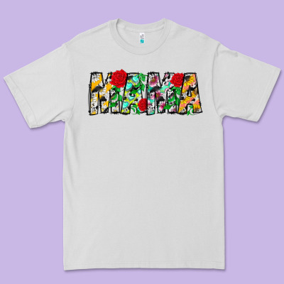 Floral Animal Print Mama Premium Tee Designed By Cowhidedigitalart