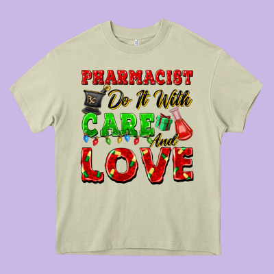 Pharmacist Do It With Care And Love Christmas Heavy Core Tee Designed By Fadigitalartstudio