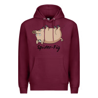 Burgundy Spider Pig Premium Hoodie - DesigneFamous