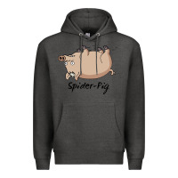 Charcoal Heather Spider Pig Premium Hoodie - DesigneFamous