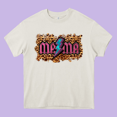 Leopard Mama Lightning Heavy Core Tee Designed By Ranaportraitstore