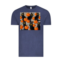 Vintage Denim black cat with pumpkins tumbler Vintage Tee - LillyAllenDesigns