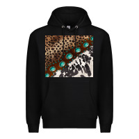 Black leopard and cowhide gemstone leather Premium Hoodie - BarkalooDesign