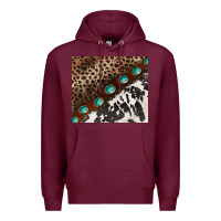 Burgundy leopard and cowhide gemstone leather Premium Hoodie - BarkalooDesign
