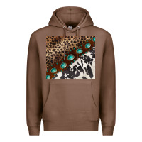 Chestnut leopard and cowhide gemstone leather Premium Hoodie - BarkalooDesign