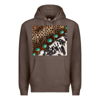 Coffee leopard and cowhide gemstone leather Premium Hoodie - BarkalooDesign