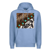 Colony Blue leopard and cowhide gemstone leather Premium Hoodie - BarkalooDesign
