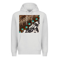 Dove Grey leopard and cowhide gemstone leather Premium Hoodie - BarkalooDesign