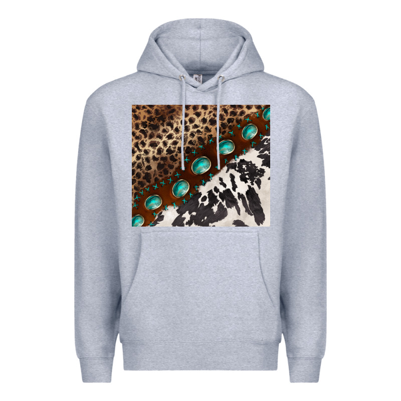 Leopard And Cowhide Gemstone Leather Premium Hoodie by BarkalooDesign | Teevron