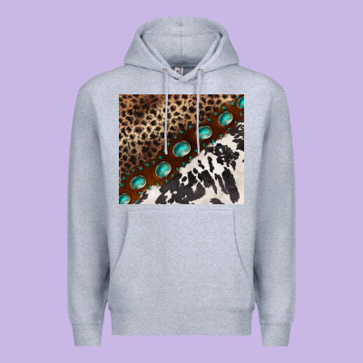 Leopard And Cowhide Gemstone Leather Premium Hoodie Designed By Barkaloodesign