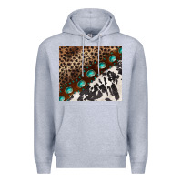 Heather Grey leopard and cowhide gemstone leather Premium Hoodie - BarkalooDesign