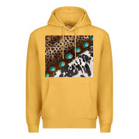 Mustard leopard and cowhide gemstone leather Premium Hoodie - BarkalooDesign