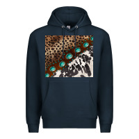 Navy leopard and cowhide gemstone leather Premium Hoodie - BarkalooDesign