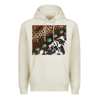 Oatmeal Heather leopard and cowhide gemstone leather Premium Hoodie - BarkalooDesign
