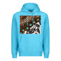 Ocean Blue leopard and cowhide gemstone leather Premium Hoodie - BarkalooDesign