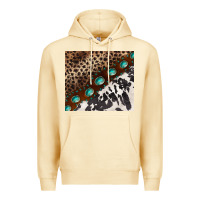 Pina Colada leopard and cowhide gemstone leather Premium Hoodie - BarkalooDesign