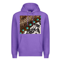Purple leopard and cowhide gemstone leather Premium Hoodie - BarkalooDesign